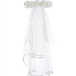 NEW EDGEHILL GIRLS FLOWER WREATH HEADBAND CROWN WEDDING FLORAL WHITE VEIL GEMS
